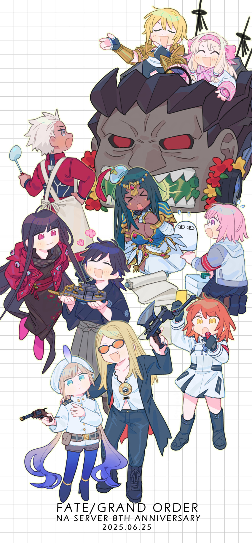absurdres, anniversary, archer_(fate), bersercar, black_hair, blonde_hair, blue_hair, captain_nemo_(fate)