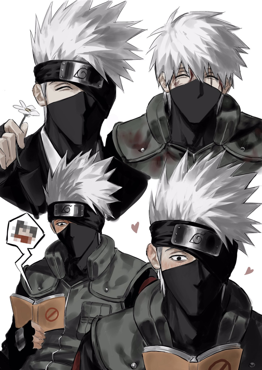 1boy, blood, blood_on_clothes, blood_on_face, blush, censored_profanity, closed_eyes, fingerless_gloves