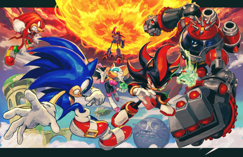 1girl, 5boys, absurdres, big_arms_(sonic), black_fur, blue_fur, body_fur, chaos_emerald