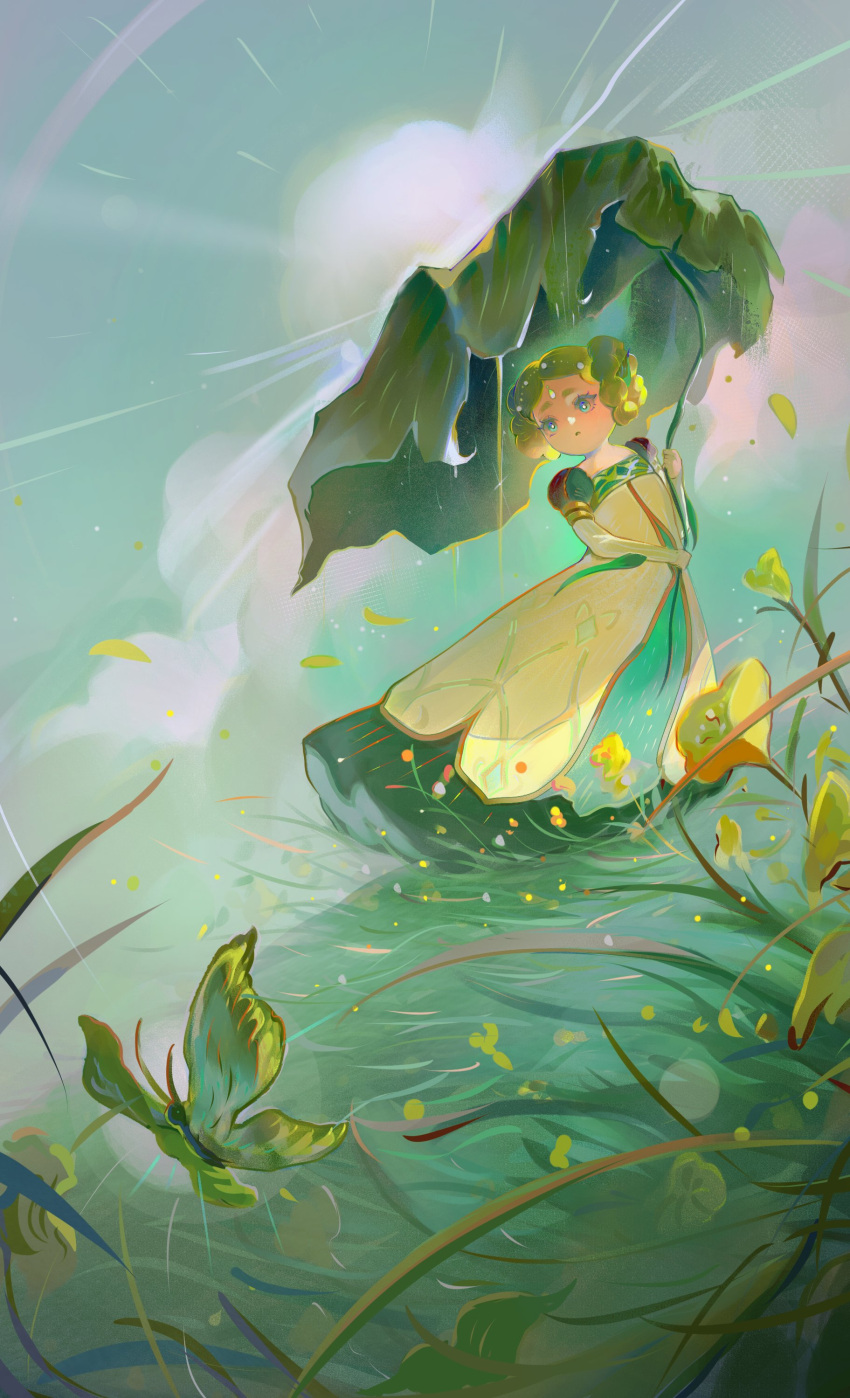 1girl, absurdres, afk_(series), afk_journey, aqua_eyes, braid, braided_hair_rings, brown_hair