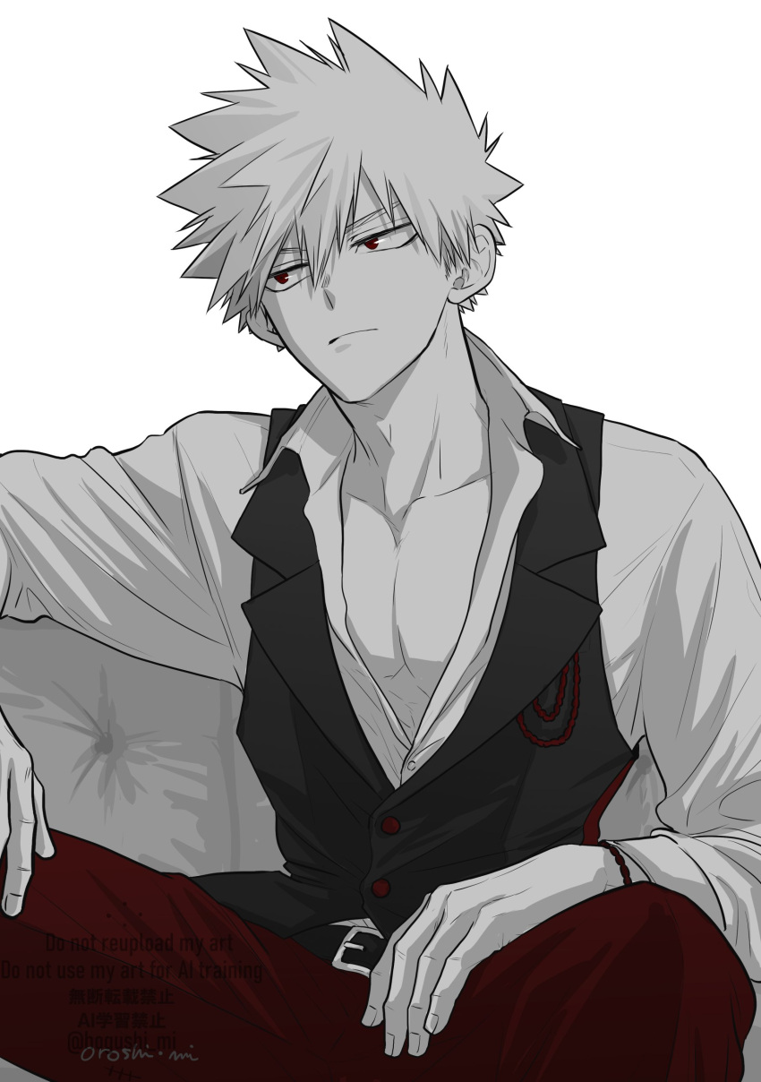 1boy, absurdres, alternate_costume, bakugou_katsuki, boku_no_hero_academia, closed_mouth, commentary, fingernails