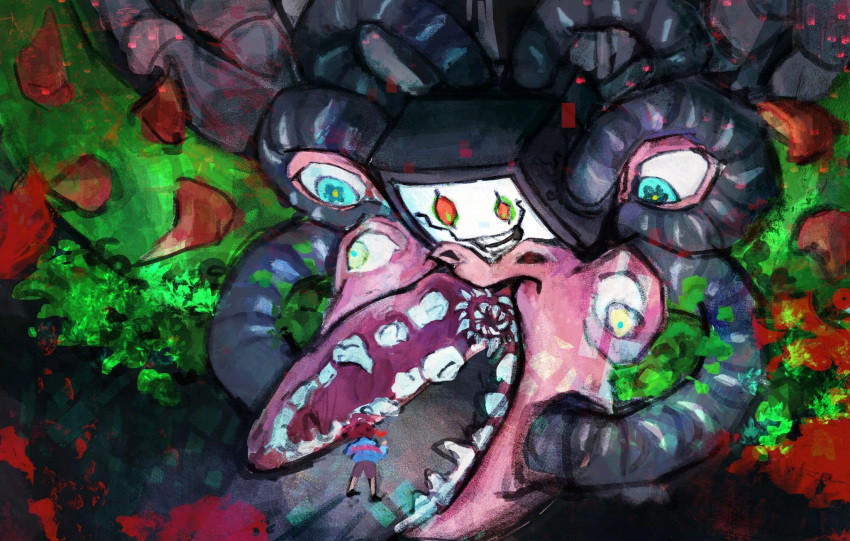 1boy, 1other, 2020, 2d, a-matty, alternate_form, ambiguous_gender, blue_shirt