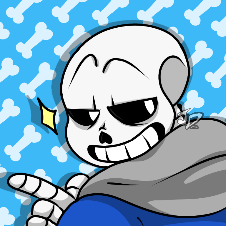 1:1, 1boy, 2020, 2d, artist_name, blue_background, blue_jacket, digital_media, grey_hood, half-closed_eyes, hood, hood_down, hooded_jacket, humanoid, index_finger_raised, j-demi, jacket, male, male_focus, male_only, monster, monster_boy, portrait, sans_(undertale), shirt, simple_background, skeleton, smile, solo, sparkle, teeth, undead, undertale, utdr_(toby_fox), watermark