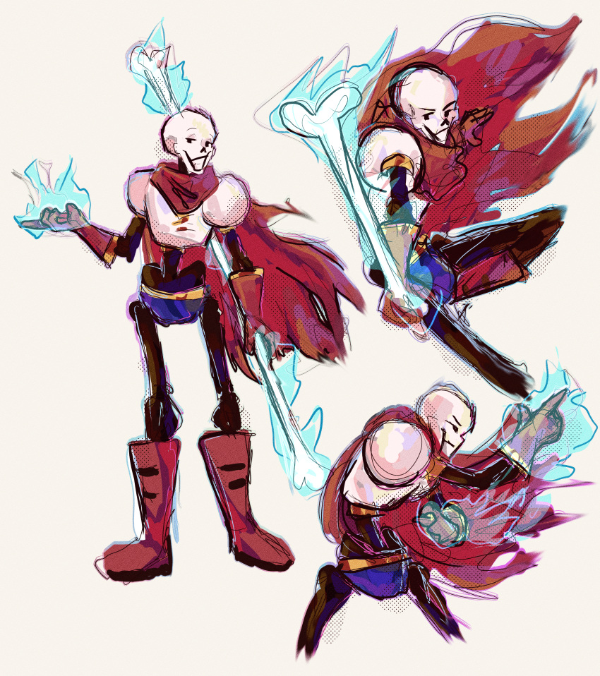 1boy, 2025, 2d, absurdres, amorthlen, armor, blue_shorts, bone