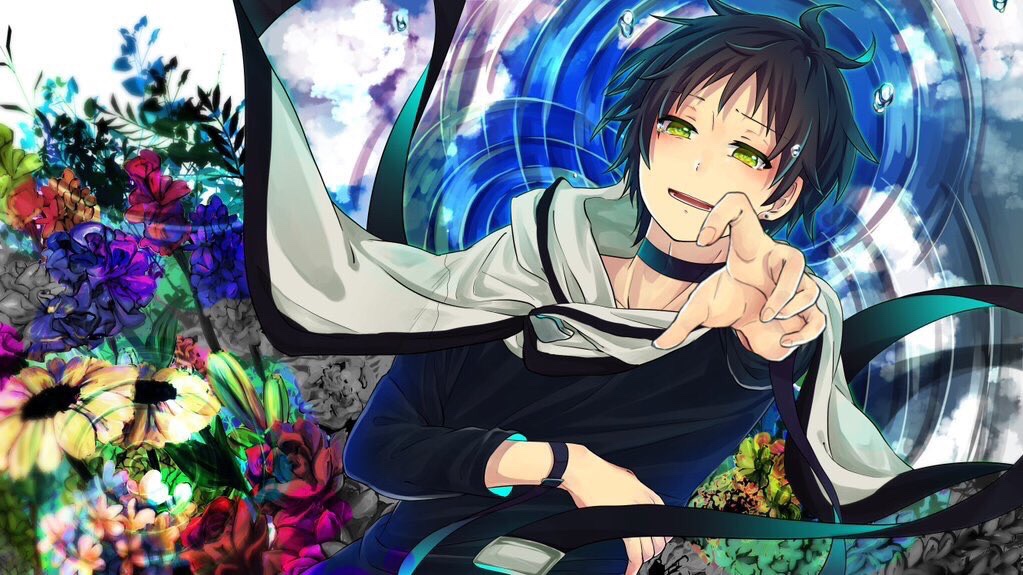 1boy, antenna_hair, black_choker, black_hair, black_shirt, bracelet, cape, choker