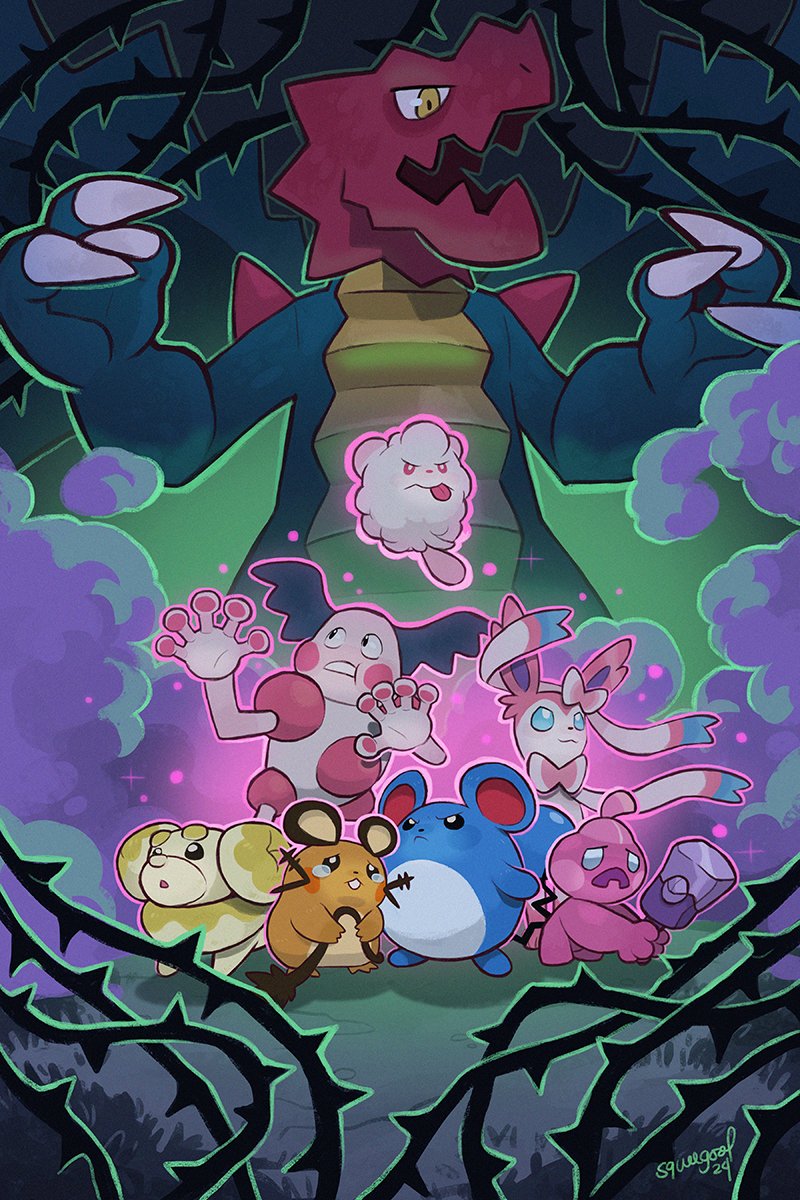 blue_eyes, claws, dedenne, druddigon, fidough, highres, marill, mr._mime