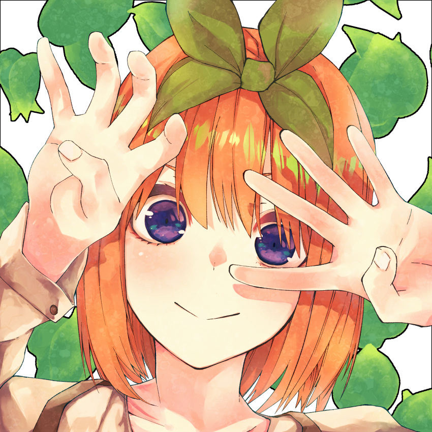 1girl, absurdres, blue_eyes, closed_mouth, commentary, counting, finger_counting, go-toubun_no_hanayome