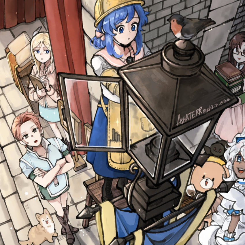 5girls, aeira_(mabinogi), apron, asha_in_erinn, bear, bird, eavan_(mabinogi), evy_(mabinogi)