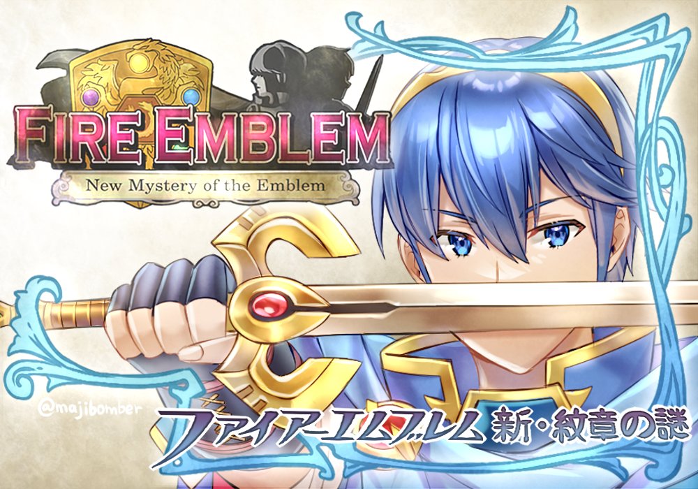 1boy, binding_shield, black_gloves, blue_eyes, blue_hair, cape, falchion_(fire_emblem), fingerless_gloves