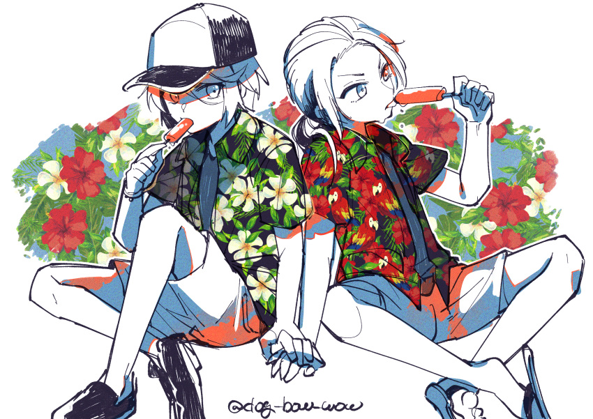 2boys, animal_print, artist_name, axis_powers_hetalia, bird_print, black_shoes, china_(hetalia), collared_shirt