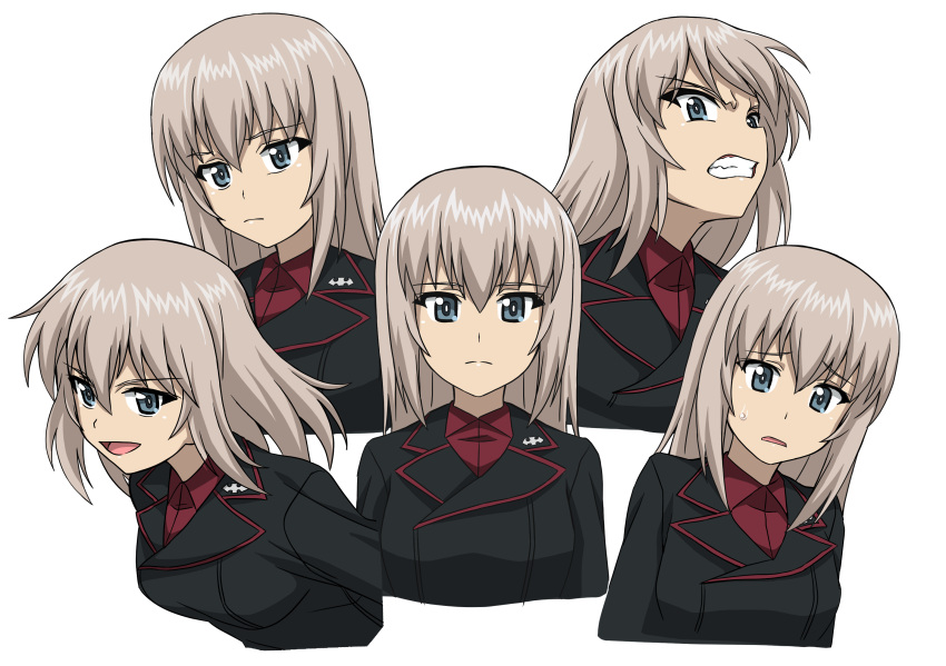 1girl, 9s0ykoyama117, blue_eyes, clenched_teeth, closed_mouth, girls_und_panzer, highres, itsumi_erika