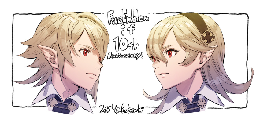 1boy, 1girl, 2025, anniversary, artist_name, black_hairband, cropped_head, dated