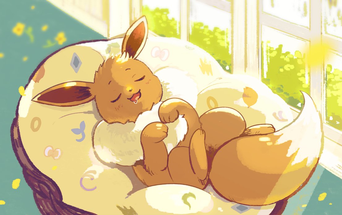1other, blush, closed_eyes, eevee, floor, full_body, furry, grass