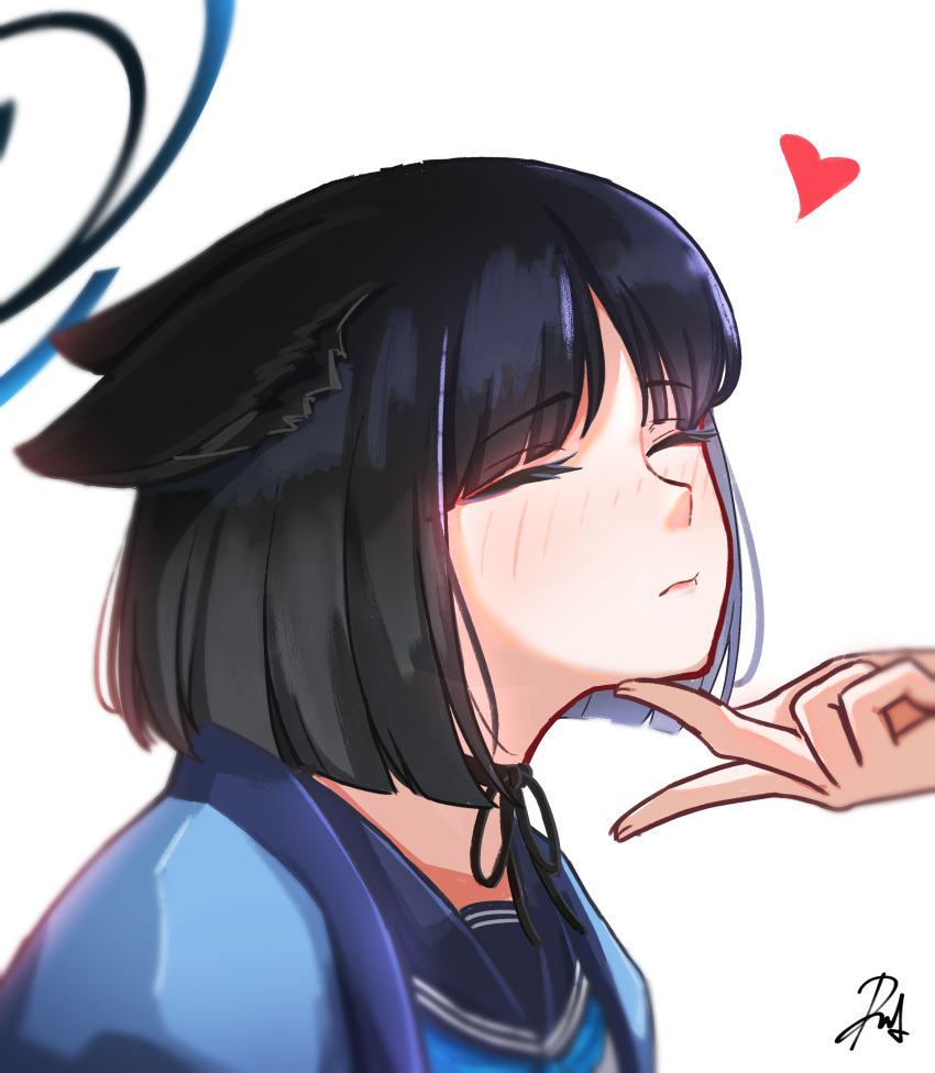 1girl, 1other, absurdres, animal_ears, black_hair, black_halo, black_ribbon, blue_archive
