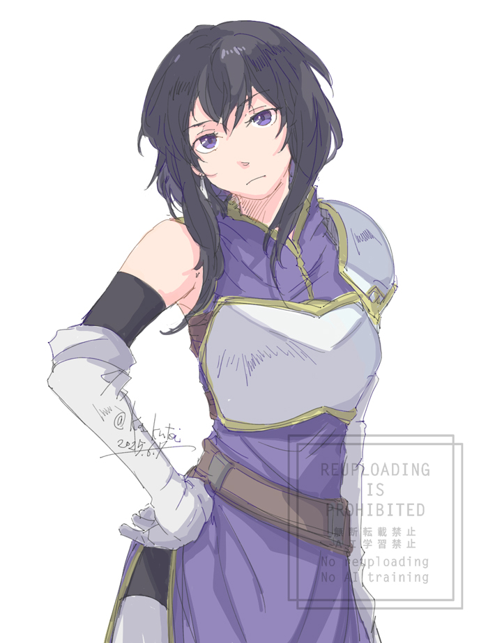 303_goushitsu_no_kamisama, armor, belt, black_hair, breastplate, dress, elbow_gloves, fire_emblem