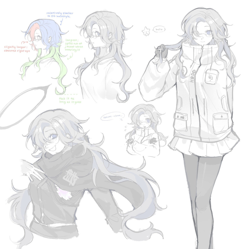 1girl, aotsuki_eito, arm_behind_back, black_gloves, blue_eyes, commentary, crossed_arms, english_commentary