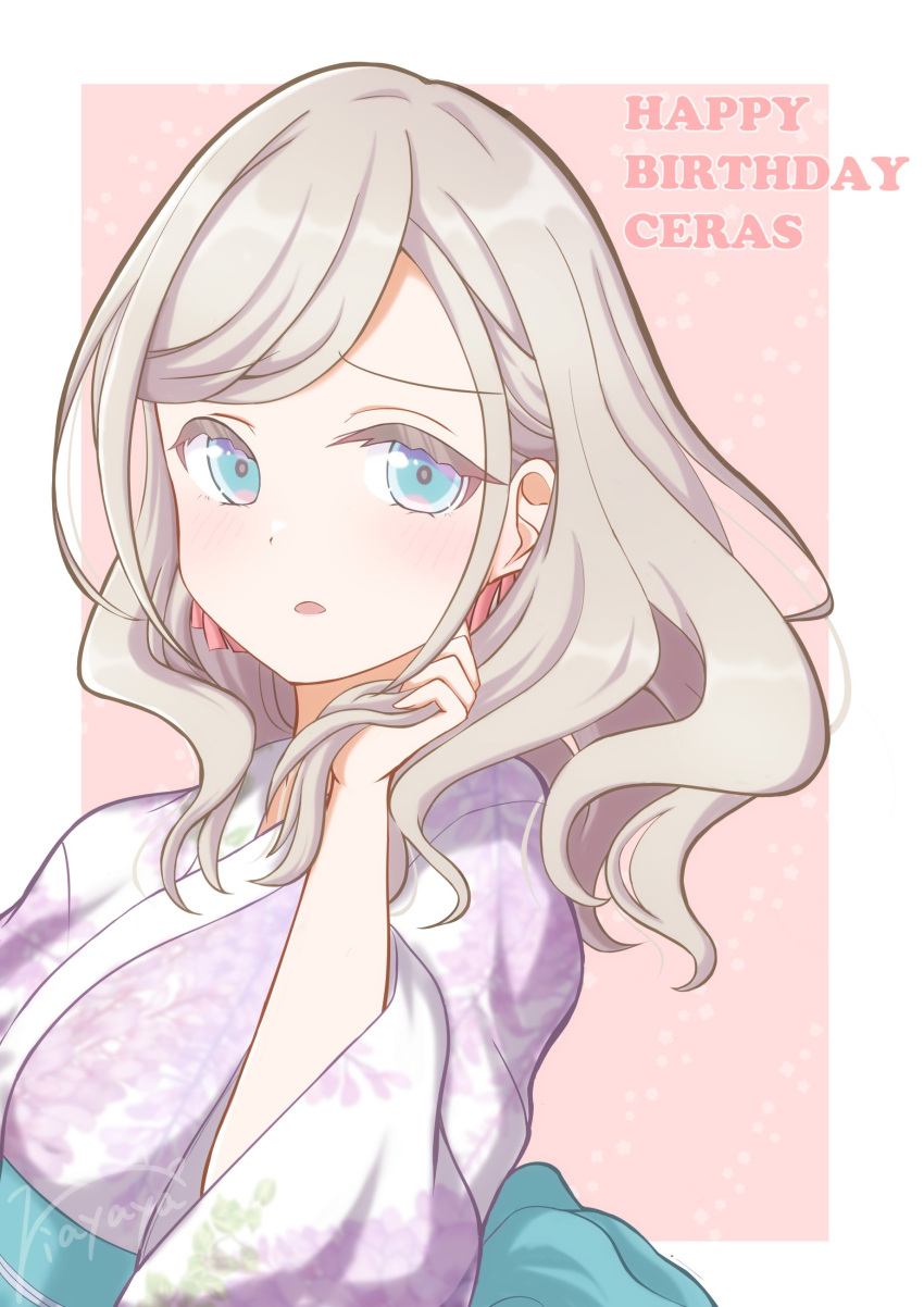 1girl, absurdres, blue_eyes, ceras_yanagida_lilienfeld, ceras_yanagida_lilienfeld_(hokkoku_hanabi), character_name, commentary_request, floral_print