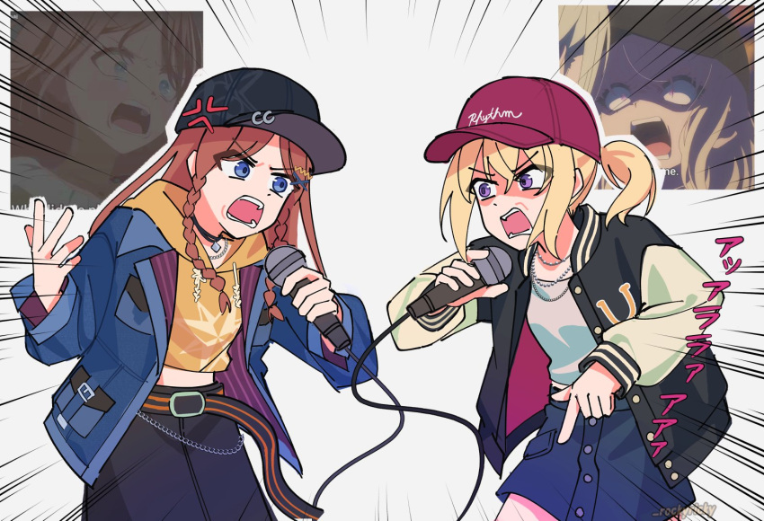 2girls, artist_name, bang_dream!, bang_dream!_it's_mygo!!!!!, baseball_cap, belt, black_belt, black_choker