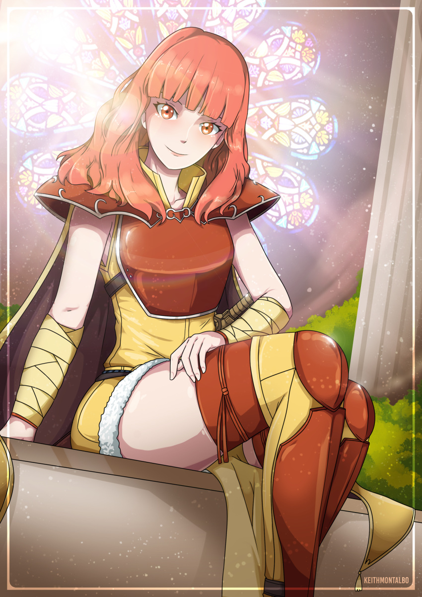 1girl, absurdres, armband, armor, armored_boots, boots, breastplate, cape