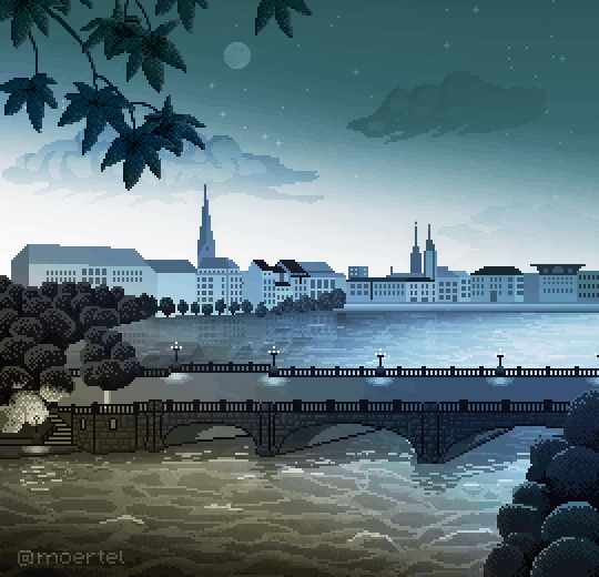 animated, animated_gif, artist_name, blue_sky, bridge, building, car, clouds