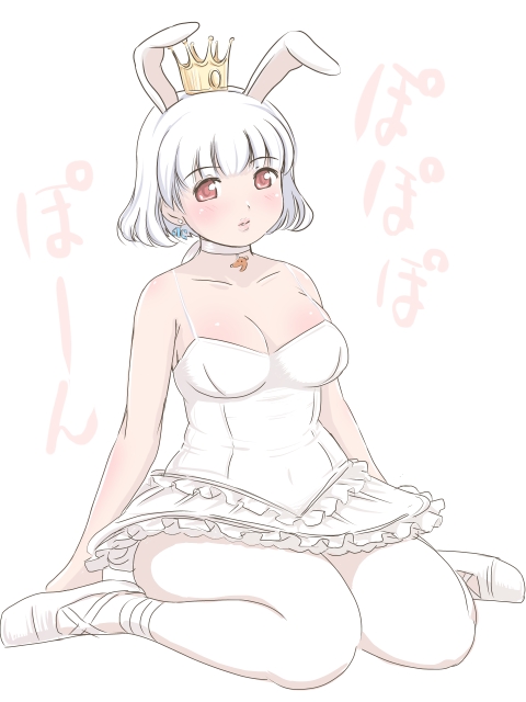 animal_ears, arigato_usagi, arigatou_usagi, ballet_slippers, bare_shoulders, breasts, bunny_ears, choker