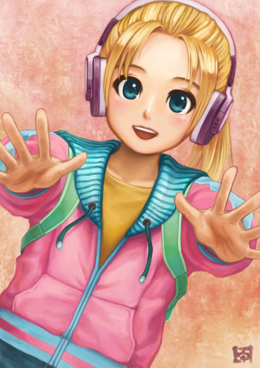 blue_eyes, dead_rising, dead_rising_2, headphones, highres, jacket, katey_greene, ponytail