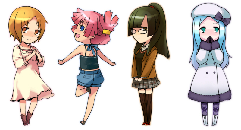 agemaki_wako, argyle, argyle_legwear, ayinusu00, bad_id, black_hair, blonde_hair, blue_eyes