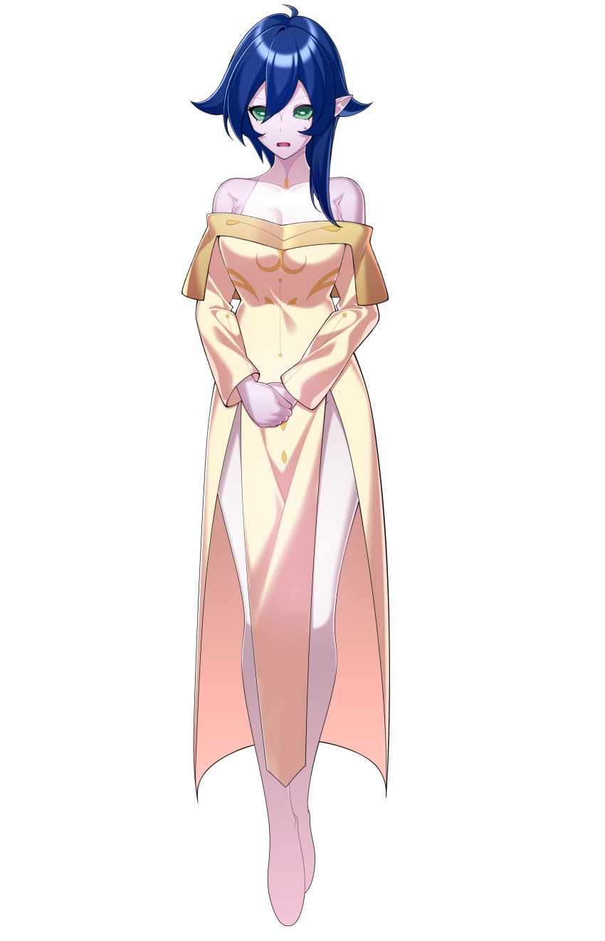 1girl, absurdres, bakugan, bakugan_gundalian_invaders, bare_shoulders, blue_hair, bodystocking, breasts