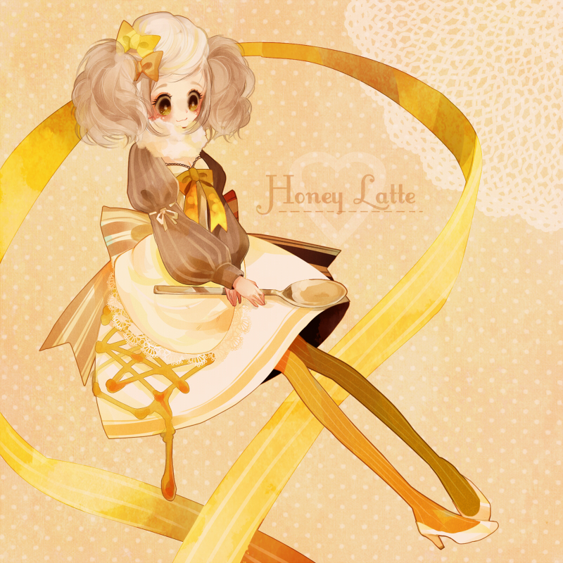 :3, apron, bow, dress, drip, dripping, hair_bow, high_heels