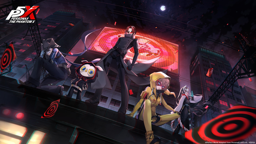 2boys, 2girls, animal, arai_motoha, artist_request, bird, black_hat, black_jacket