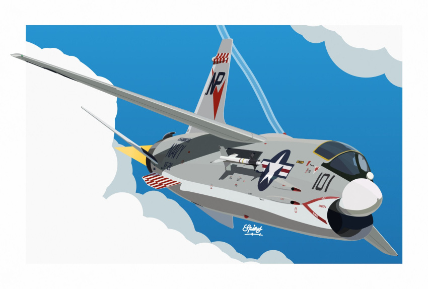 aim-9_sidewinder, aircraft, airplane, artist_name, border, clouds, commentary, day