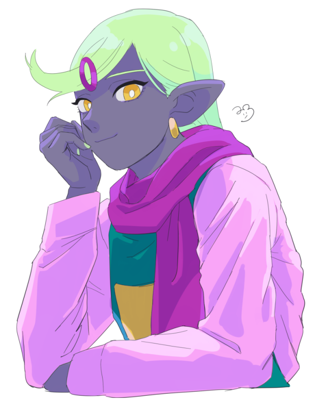 1boy, 4747moonwalk, androgynous, bright_pupils, closed_mouth, colored_skin, cropped_torso, downturned_eyes