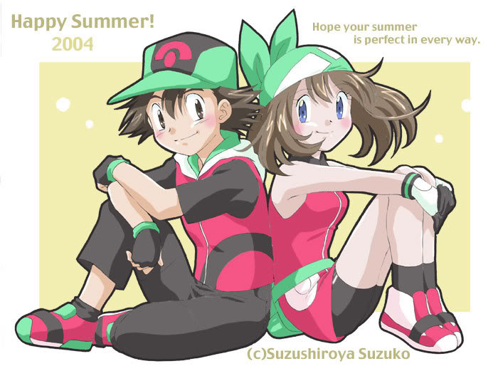 couple, haruka_(pokemon), pokemon, pokemon_(anime), satoshi_(pokemon), sitting, suzuko_suzushiroya
