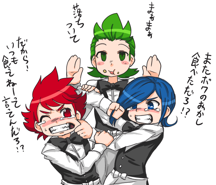 blue_eyes, blue_hair, corn_(pokemon), dent_(pokemon), getter, green_eyes, green_hair, gym_leader