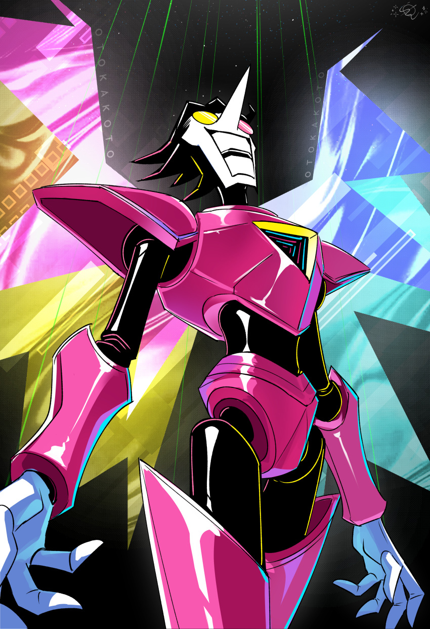 1boy, absurdres, armor, big_nose, deltarune, hair_slicked_back, heterochromatic_eyewear, highres