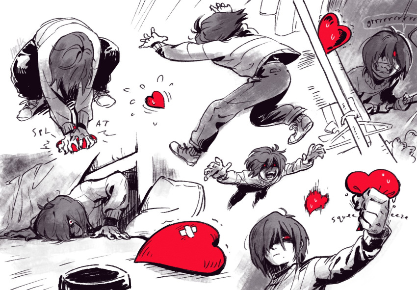 1other, angry, clenched_teeth, clothes_hanger, crawling, creepy_eyes, crossed_bandaids, deltarune