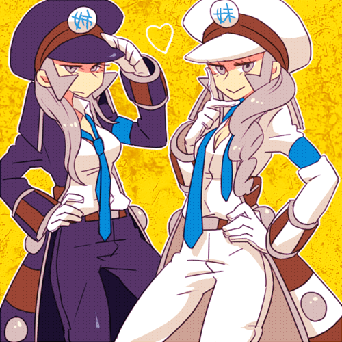 coat, frown, genderswap, grey_eyes, grey_hair, hand_on_hip, hat, hips