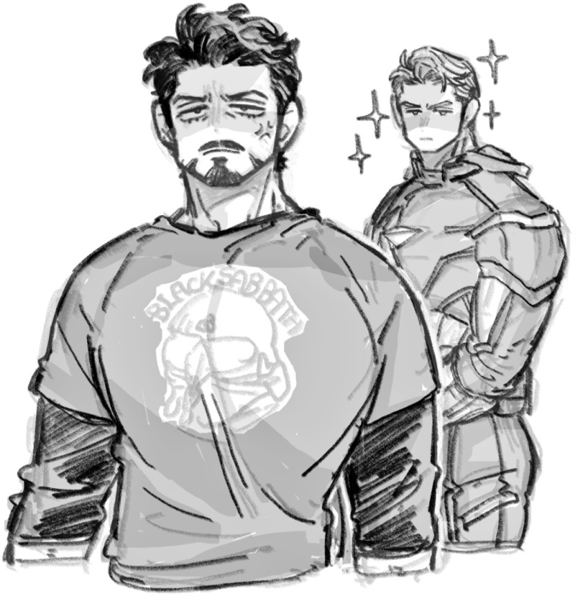 2boys, anger_vein, animification, avengers_(series), bodysuit, captain_america, closed_mouth, clothes_writing