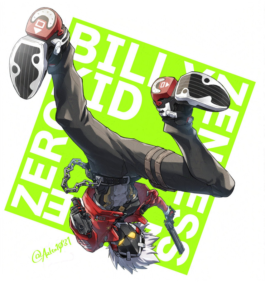 1boy, aalto1031, abs, arms_up, belt, billy_kid, black_belt, black_pants
