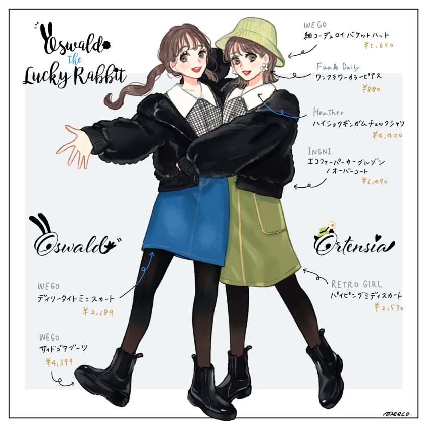 2girls, character_name, coat, copyright_name, epic_mickey, genderswap, hat, holding