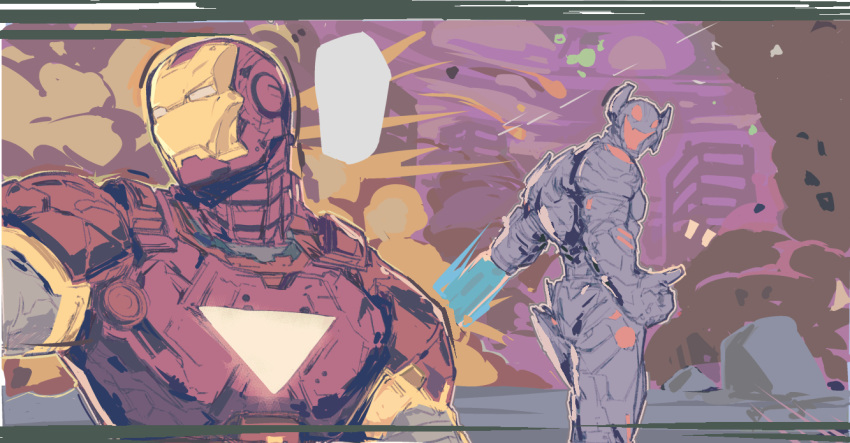 2boys, 7_passes, arc_reactor, armor, avengers_(series), building, cowboy_shot, english_commentary
