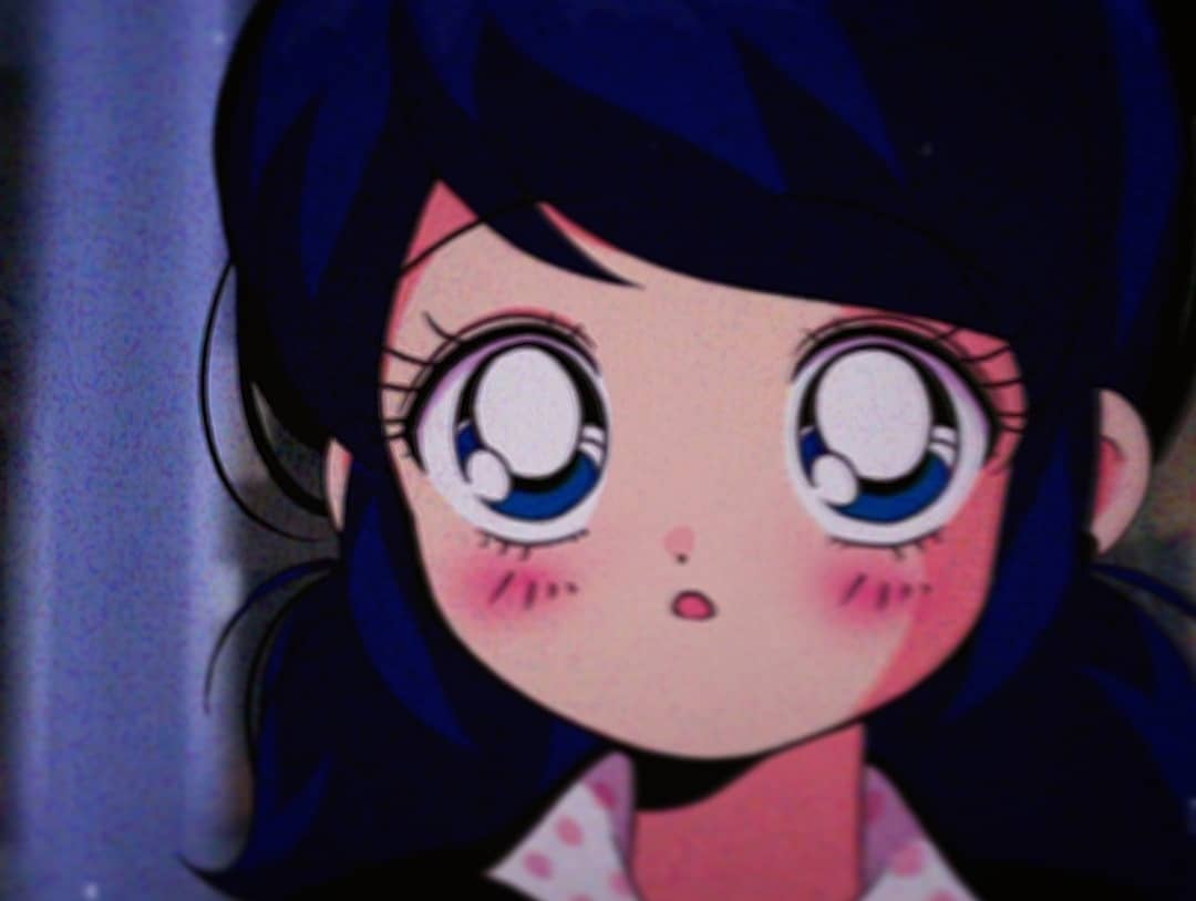 1990s_(style), 1girl, bad_id, bad_twitter_id, blue_eyes, blue_hair, blurry, blurry_background