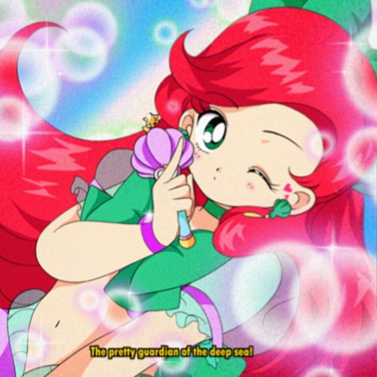 1990s_(style), 1girl, ;o, adapted_costume, animification, aqua_bow, aqua_shirt, aqua_skirt