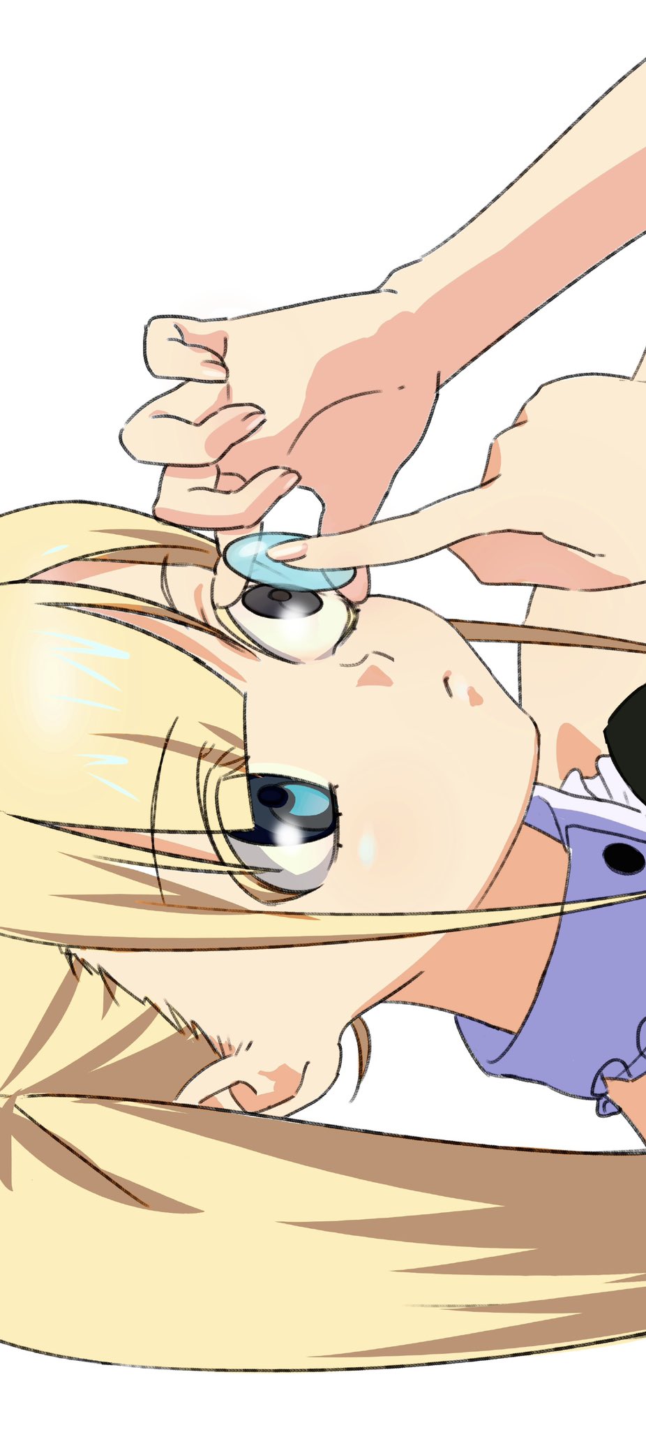 1girl, blonde_hair, closed_mouth, colored_eyelashes, contact_lens, expressionless, eyes_visible_through_hair, grey_eyes