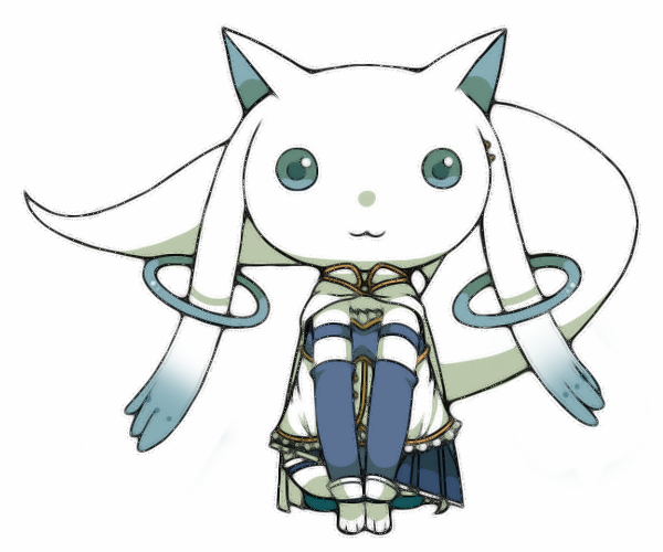 cosplay, kyubey, mahou_shoujo_madoka_magica, miki_sayaka, miki_sayaka_(cosplay), nagare26, no_humans, parody