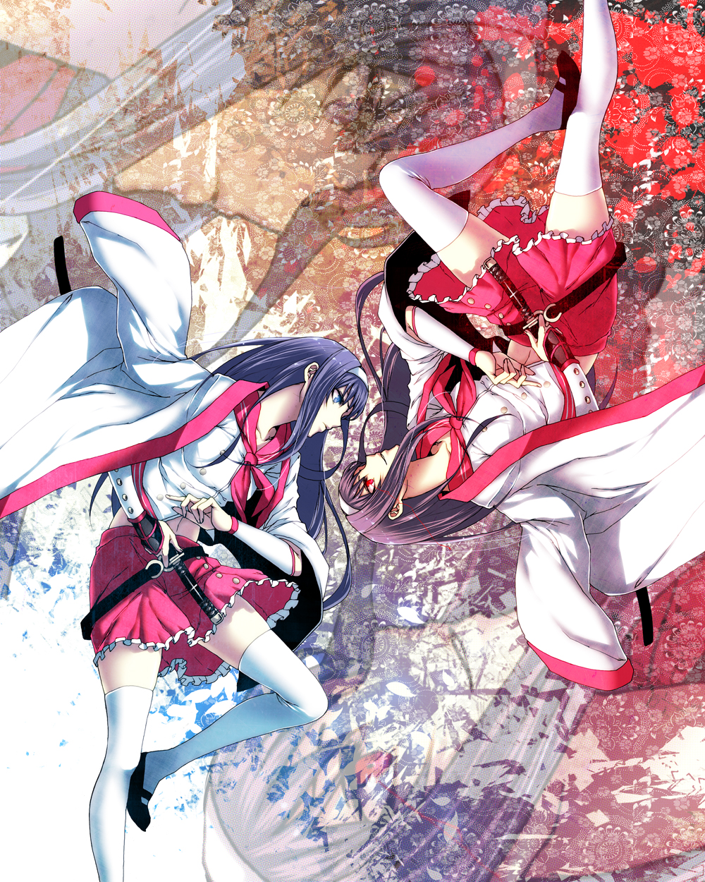 big_bang_beat, black_hair, blue_eyes, daibanchou, dual_persona, glowing, glowing_eyes, hairband