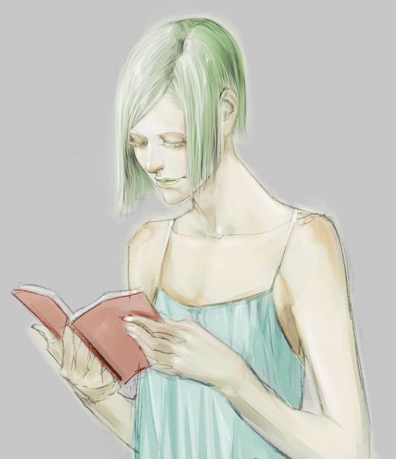 book, bust, camisole, ikeda_masateru, kate_ashley, lips, looking_down, red_garden