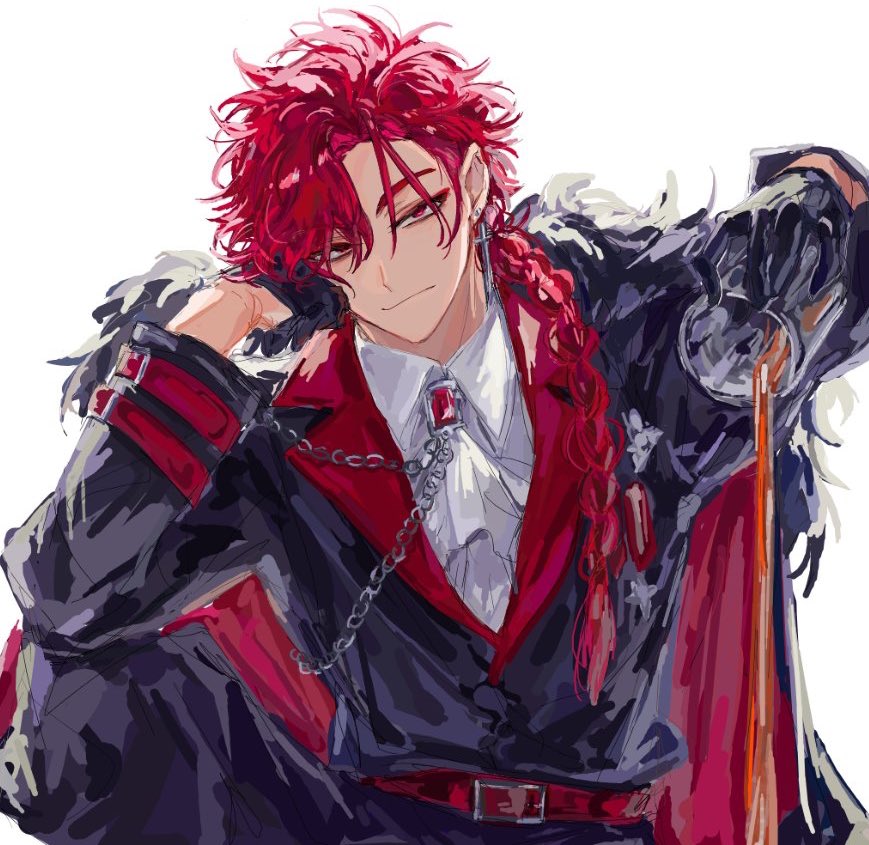 1boy, black_gloves, black_jacket, black_pants, braid, dropping, feathers, glass