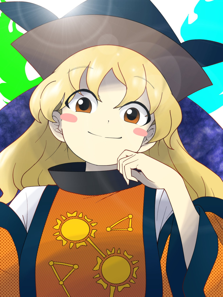 1girl, blonde_hair, constellation, constellation_print, edwardmidori, hat, hidden_star_in_four_seasons, highres