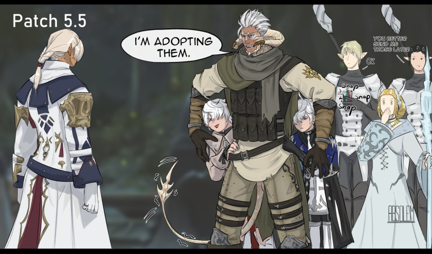 3girls, 4boys, :p, absolem0, adoption, alisaie_leveilleur, allagan_tomestone, alphinaud_leveilleur
